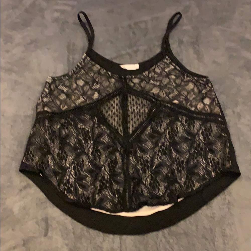 Black and Nude Lace Flowy Cami